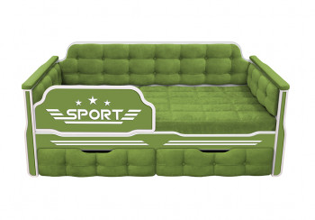 Кровать 160 серии Спорт 2 ящика 76 Зелёный (мягкие боковые накладки) в Новом Шарапе - novyj-sharap.mebel54.com | фото