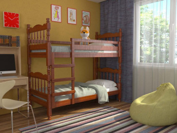 Кровать двухъярусная Соня из массива сосны 800*1890 Орех в Новом Шарапе - novyj-sharap.mebel54.com | фото