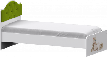 Кровать Каспер с мягкой спинкой и фотопечатью (800х1900)Белый/Лайм в Новом Шарапе - novyj-sharap.mebel54.com | фото