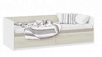 Кровать «Сканди» с 2 ящиками Дуб Гарден/Белый/Глиняный серый в Новом Шарапе - novyj-sharap.mebel54.com | фото