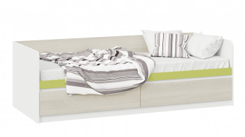 Кровать «Сканди» с 2 ящиками Дуб Гарден/Белый/Зеленый в Новом Шарапе - novyj-sharap.mebel54.com | фото