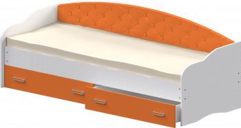 Кровать Софа-7 с мягкой спинкой (800х2000) Белый/Оранжевый в Новом Шарапе - novyj-sharap.mebel54.com | фото