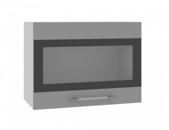 Ройс ВПГСФ 600 Шкаф верхний горизонтальный со стеклом с фотопечатью высокий (Графит софт/корпус Серый) в Новом Шарапе - novyj-sharap.mebel54.com | фото