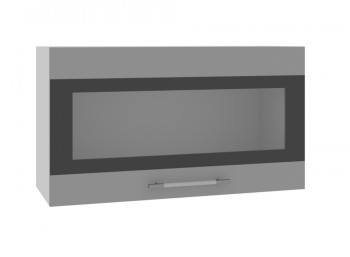 Ройс ВПГСФ 800 Шкаф верхний горизонтальный со стеклом с фотопечатью высокий (Графит софт/корпус Серый) в Новом Шарапе - novyj-sharap.mebel54.com | фото