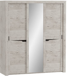 Шкаф трехдверный Соренто с раздвижными дверями Дуб бонифаций/Кофе структурный матовый в Новом Шарапе - novyj-sharap.mebel54.com | фото